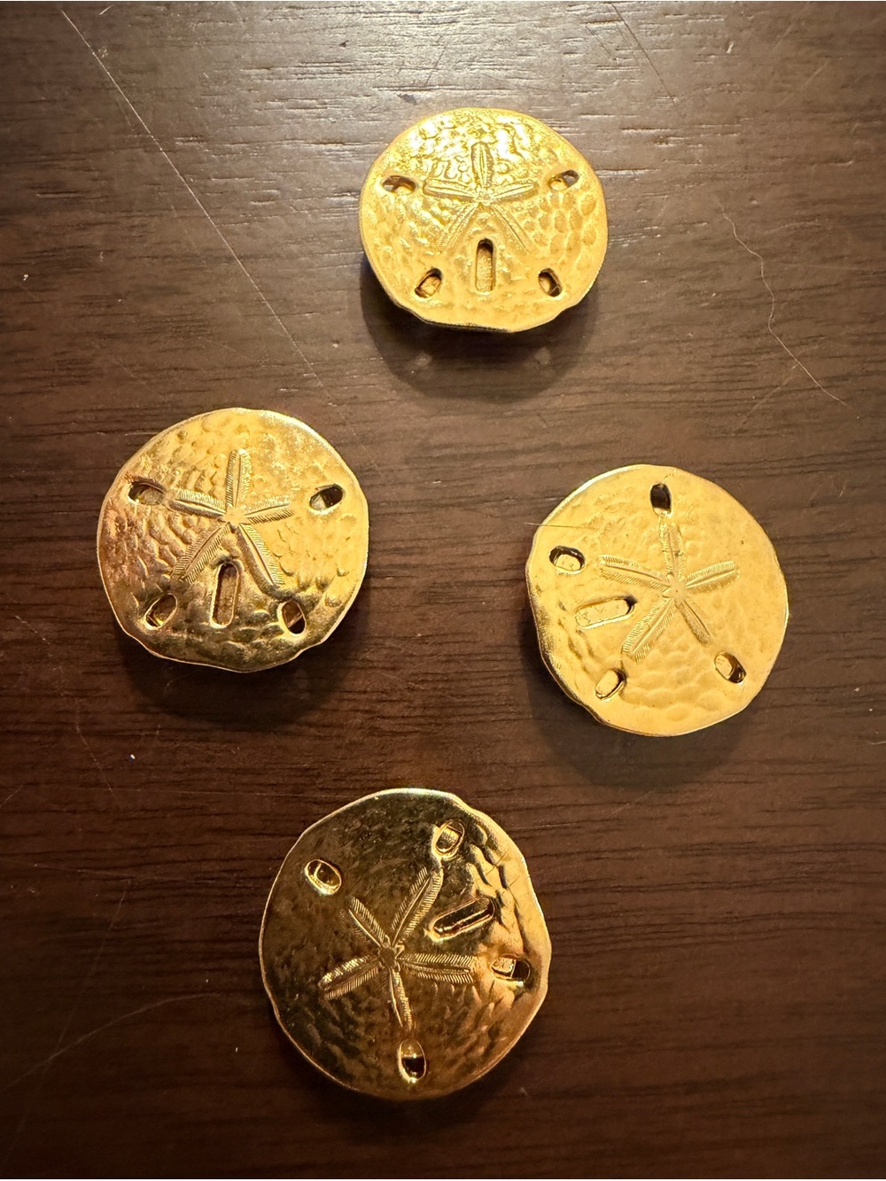 Vintage Gold Tone Sand Dollar Button Covers